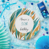 ターコイズオレンジビューティフルウォーターパーソナライズされたカラー ペーパープレート (パーティー)