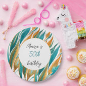 ターコイズオレンジビューティフルウォーターパーソナライズされたカラー ペーパープレート (パーティー)