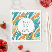 ターコイズオレンジビューティフル秋アート スタンダードランチョンナプキン (インサイチュ)