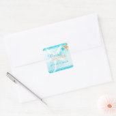 ターコイズオレンジビーチブライダルシャワー スクエアシール (封筒)