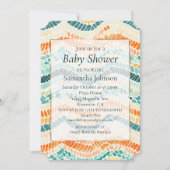 ターコイズオレンジピーチウェーブウォーターのカラーストライプ 招待状 (正面)