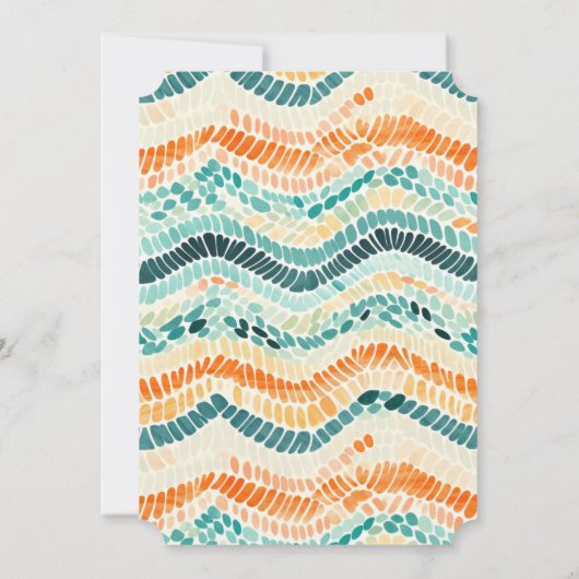 ターコイズオレンジピーチウェーブウォーターのカラーストライプ 招待状 (裏面)