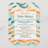 ターコイズオレンジピーチウェーブウォーターのカラーストライプ 招待状 (正面/裏面)