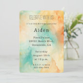 ターコイズオレンジピーチウォーターカラー 招待状 (スタンド正面)