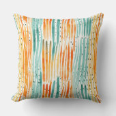 ターコイズオレンジピーチウォーターストライプカラー クッション (正面)
