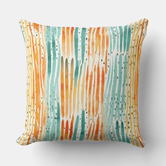 ターコイズオレンジピーチウォーターストライプカラー クッション (正面)