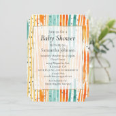 ターコイズオレンジピーチウォーターストライプカラー 招待状 (スタンド正面)