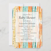 ターコイズオレンジピーチウォーターストライプカラー 招待状 (正面)