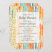 ターコイズオレンジピーチウォーターストライプカラー 招待状 (正面/裏面)