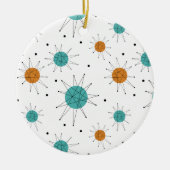 ターコイズオレンジフランシスコスターバストミッドセンチュリー セラミックオーナメント (正面)