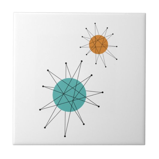 ターコイズオレンジフランシスコスターバストミッドセンチュリー タイル (正面)