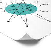 ターコイズオレンジフランシスコスターバストミッドセンチュリー ポスター (角)