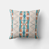 ターコイズオレンジベージュサウスウェストアートルックモザイク クッション (裏面)