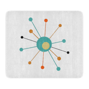 ターコイズオレンジ原子時代スターバストミッドセンチュリー カッティングボード