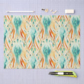 ターコイズオレンジ抽象ジュエル 薄葉紙 (クラフト)