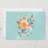 ターコイズオレンジ牡丹ブライダルシャワーレシピカード 招待状 (裏面)