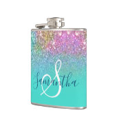 ターコイズオンブル人魚ボケグリッター フラスク (左)