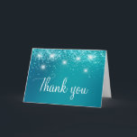 ターコイズオンブル フェイクグリッター 40歳の誕生日 サンキューカード<br><div class="desc">このターコイズオンブルのフェイクスパークリーシルバーダイヤモンドスワロフスキーコンフェッティで、あなただけの上品な感謝の気持ちを伝えるグリーティングカードを作成しましょう。 これは、特別な贈り物に最適です。</div>