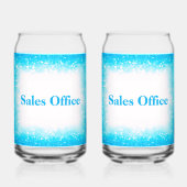 ターコイズオンホワイト,モノグラム – グリッター | ガラス缶 (正面)