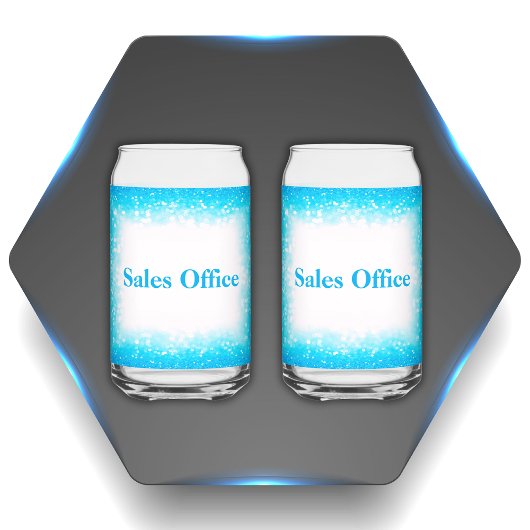 ターコイズオンホワイト,モノグラム – グリッター | ガラス缶