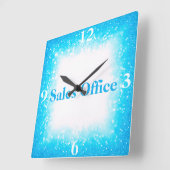 ターコイズオンホワイト,モノグラム – グリッター | スクエア壁時計 (傾斜)