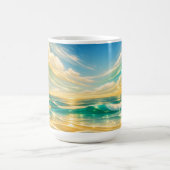 ターコイズオceanの黄金の波と夕日 コーヒーマグカップ (中央)