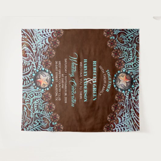 ターコイズカウボーイカントリーウェスタン結婚ズの背景 タペストリー (正面(横))