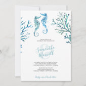 ターコイズカジュアルブルーシーホース水カラー招待状 (正面)