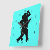 ターコイズカスタムカラーウォールクロックTanngoダンサー – スクエア壁時計 (傾斜)