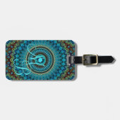 ターコイズカスタムグリーンブルーマンダラスターパターン ラゲッジタグ (正面横)