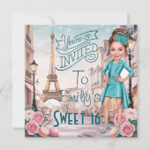 ターコイズカスタムスウィート16インパリ 招待状 (正面)