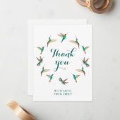 ターコイズカスタムハミングバーズサンキューユー ノートカード (正面/裏面インサイチュ)