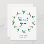 ターコイズカスタムハミングバーズサンキューユー ノートカード (正面/裏面)