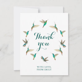 ターコイズカスタムハミングバーズサンキューユー ノートカード