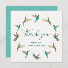 ターコイズカスタムハミングバードサンキューカード 招待状
