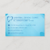 ターコイズカスタムブライトティール（緑がかった色）ブルー歯医者 名刺 (裏面)