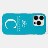 ターコイズカスタムモノグラムエレガントミニマル Case-Mate iPhoneケース (裏面 (横))