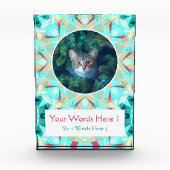 ターコイズカスタムレッドピンククリスマスデコールギフト フォトブロック (正面)