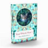 ターコイズカスタムレッドピンククリスマスデコールギフト フォトブロック (左)