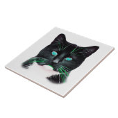 ターコイズカッコいい目付き猫 タイル (側面)