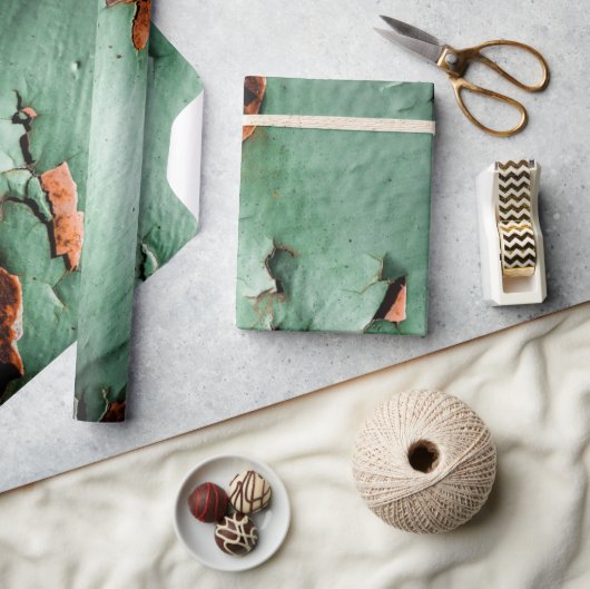 ターコイズカッコいい茶色さび色の金属 ラッピングペーパー (クラフト)