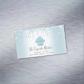 ターコイズカップケーキベーカリーペストリーシェフグリッタードリップ マグネット名刺 (インサイチュ)