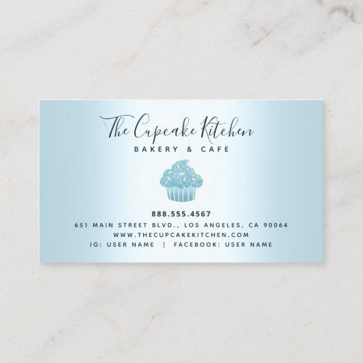 ターコイズカップケーキベーカリーペストリーシェフグリッタードリップ ロイヤリティカード (裏面)