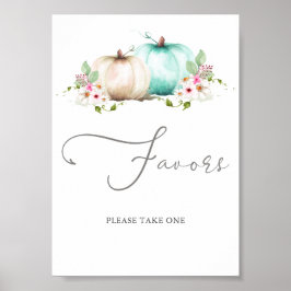 ターコイズカボチャ女の子ベビーシャワーの好意 ポスター