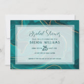 ターコイズカラーの液体大理石 ブライダルシャワー セーブザデート (正面)