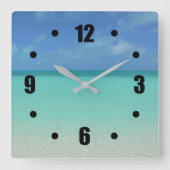 ターコイズカリブの海(ブルースカイ下) スクエア壁時計 (正面)