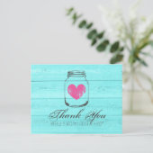 ターコイズカントリーシックなメイスンジャーサンキューカード ポストカード (スタンド正面)