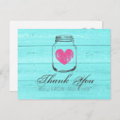 ターコイズカントリーシックなメイスンジャーサンキューカード ポストカード (正面/裏面)