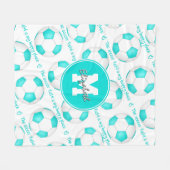 ターコイズガーリーサッカー場は私の幸せな場所だ フリースブランケット (正面(横))