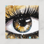 ターコイズガーリー金ゴールドグリッターまつ毛メイクアップアーティスト スクエア名刺 (正面)